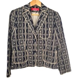 Anne Klein Black and White Embroidered Women's Jacket. SMALL. G0094
